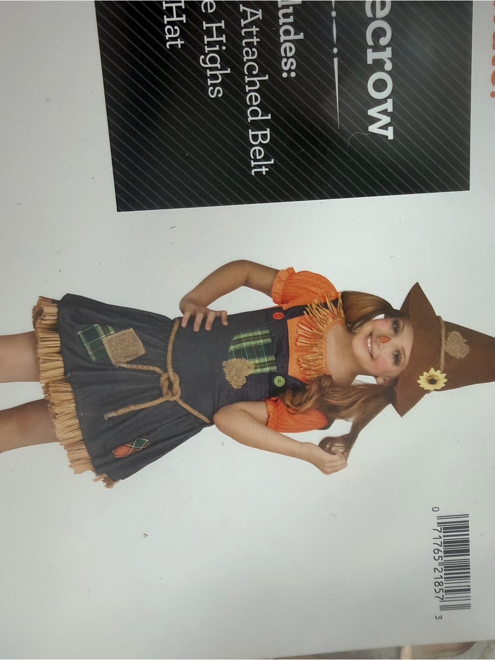 Kids Orange and Brown Scarecrow Costume with Hat